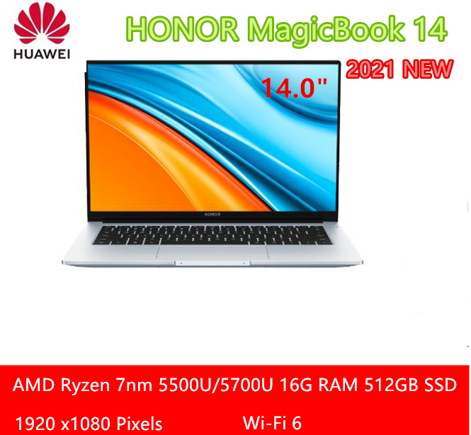 HONOR MagicBook 14 2021 Notebook Laptop 14inch AMD Ryzen 5 5500U/5700U 16G RAM 512GB PCI SSD IPS Full Screen