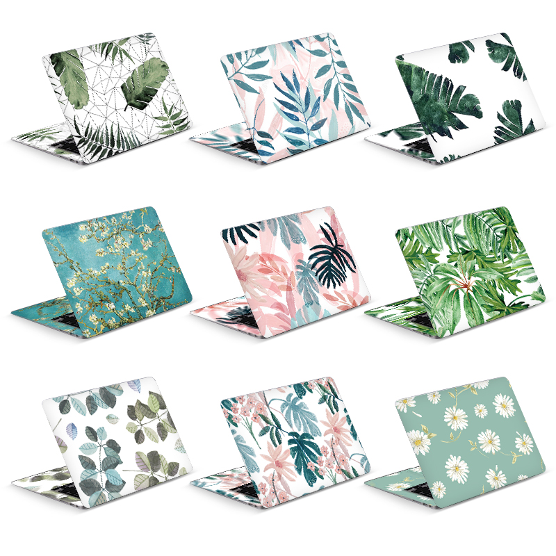Universal Botany Cover Laptop Stickers Skins 2pcs 13.3"14"15.6"17.3" Vinyl Skin Leaf Decorate Decal for Macbook /Lenovo/Asus/Hp