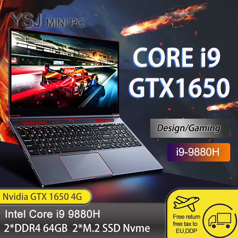 YSJMNPC Gaming Laptop Computer GTX1650 4G Intel Core i9-10885H i7 10870H 16.1 Inch IPS Screen RAM Max 64GB DDR4 4TB SSD M.2 NVME