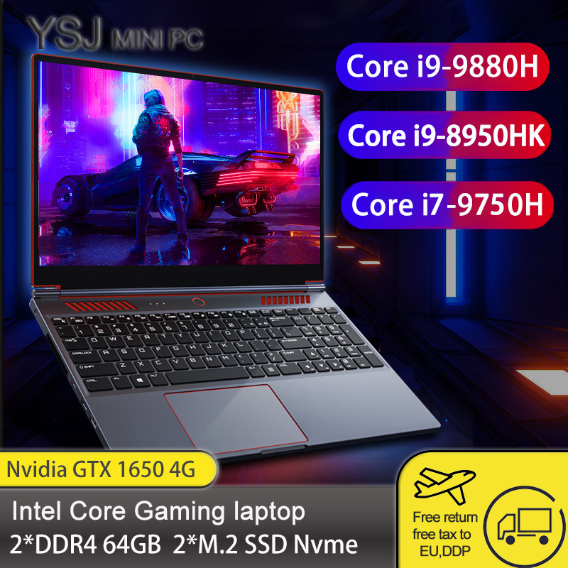 YSJMNPC Gaming Laptop Intel Core i9-10885H Nvidia Geforce GTX1650 4G Fingerprint Recognition 144Hz Refresh rate RGB keyboard