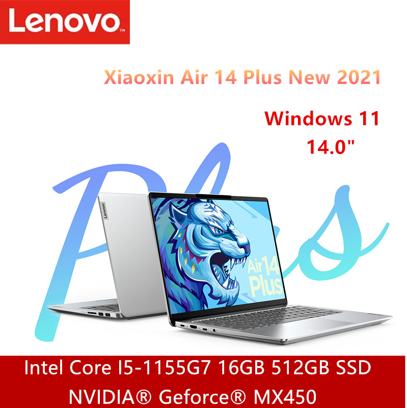 lenovo Xiaoxin Air 14 Plus New 2021 Windows 11 Laptop 14.0 inch Intel Core I5-1155G7 16G 512G SSD MX450 2G Unique Display