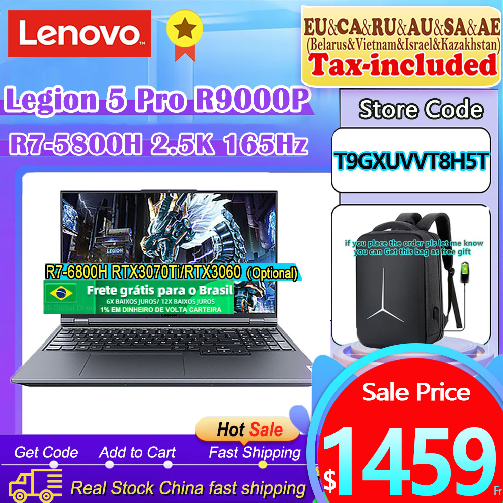 Lenovo Legion 5 Pro R9000P 2021 R7-5800H/ E-sports Gaming Laptop 2022 R7-6800H RTX3060/RTX3070Ti 2.5K 165Hz Notebook(Optional)