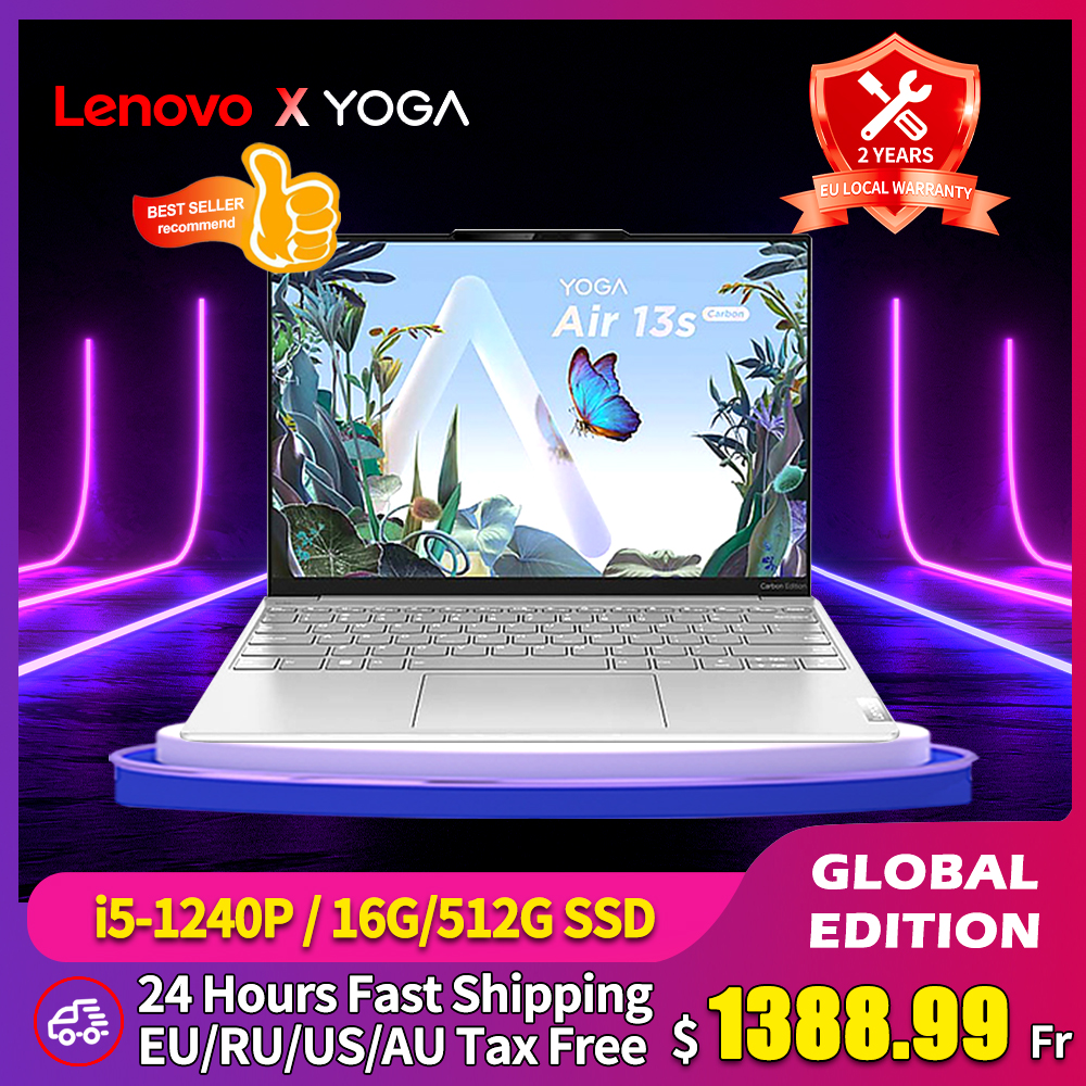 Lenovo Laptop Yoga Air13s 2022 i5-1240P 16GB 512GB SSD 2.5K 90Hz 13.3 Inch Touch Screen Thin Light Notebook Computer Windows 11
