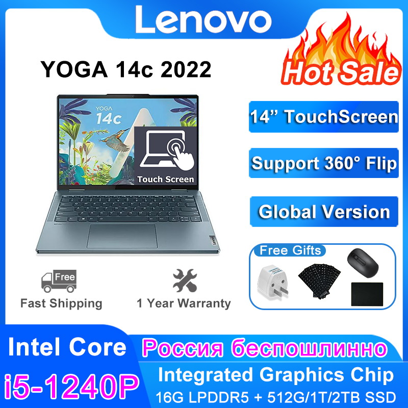 Lenovo Yoga 14c Laptop 2022 Intel Core i5-1240P 16GB RAM 512GB SSD Integrated Graphics Touch Screen Thin Light Notebook Computer