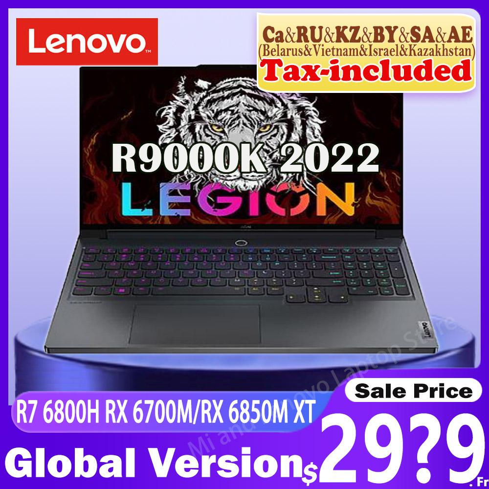 Lenovo Legion R9000K 2022 Gaming Laptop AMD R7 6800H RX 6850M XT/RX 6700M 16'' 165Hz 16GB/32GB RAM+1TB/2TB SSD e-sports Notebook