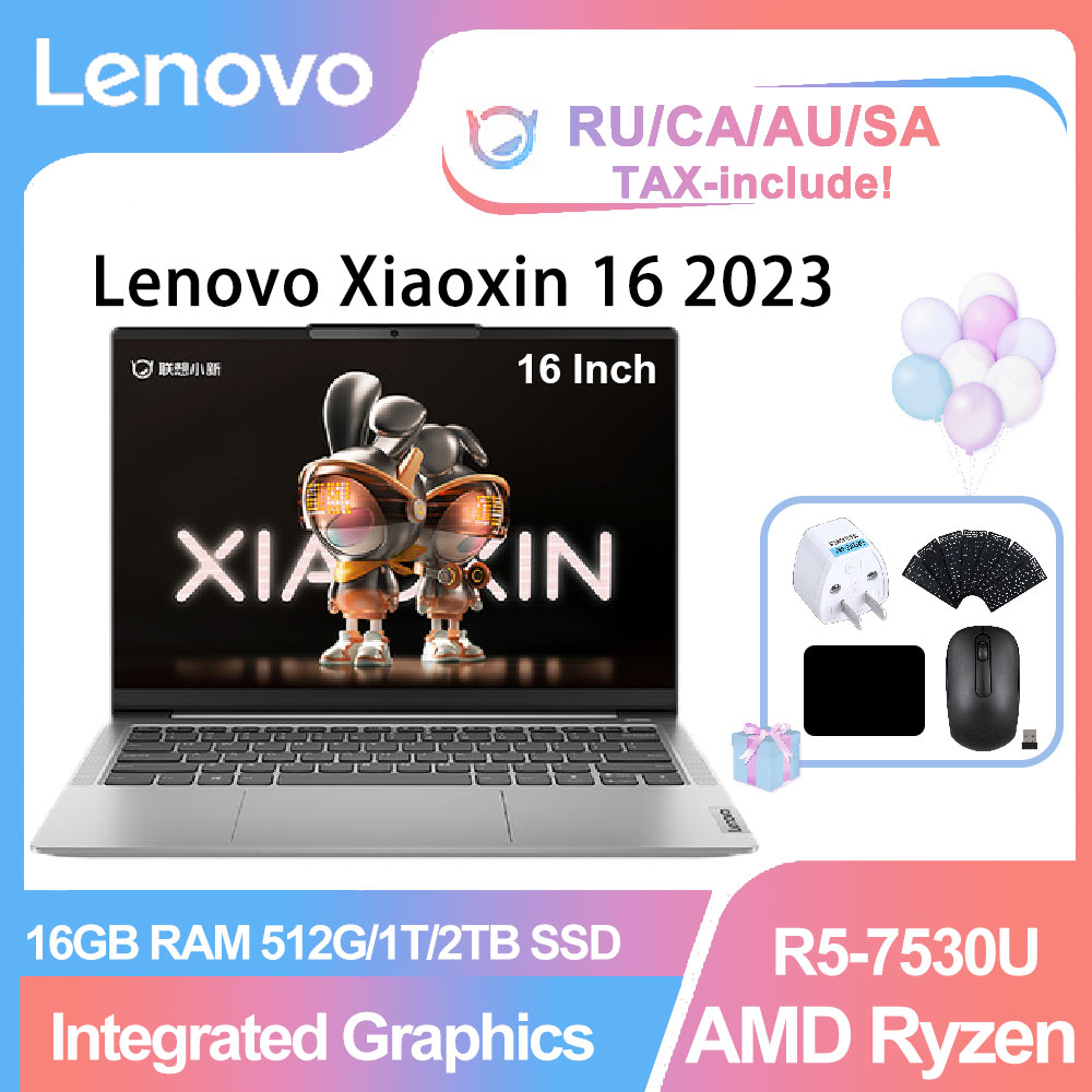 2023 Lenovo Xiaoxin 16 Slim Laptop 6th Gen AMD Ryzen R5-7530U 16GB RAM 512GB/1TB/2TB SSD AG Matte Screen 16-inch Notebook