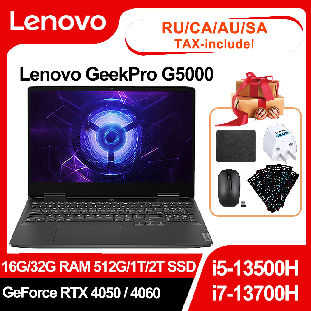 2023 Lenovo GeekPro G5000 15.6'' Gaming Laptop Core i5-13500H/i7-13700H RTX4050/4060 16/32GB RAM 1TB/2TB SSD 2.5K 165HZ Notebook
