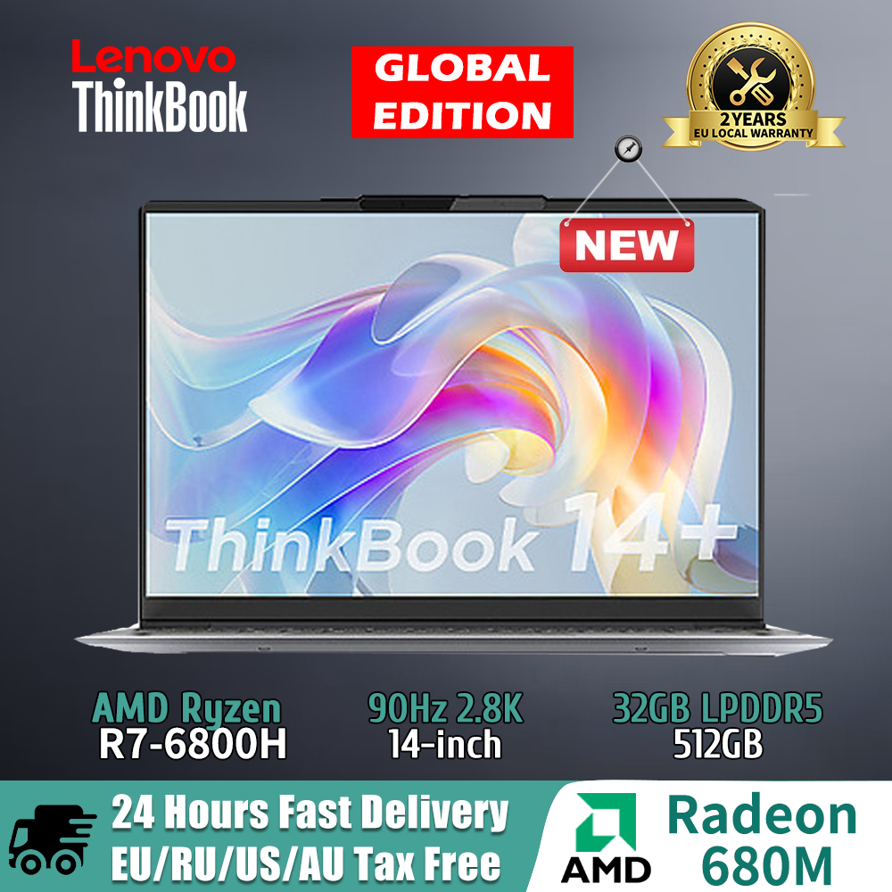 Lenovo ThinkBook 14+ Laptop Ryzen 7 6800H Ultra Notebook 16GB LPDDR5 512GB SSD NVIDIA GeForce RTX 2050 14 -inch 2.8K 90Hz Win11