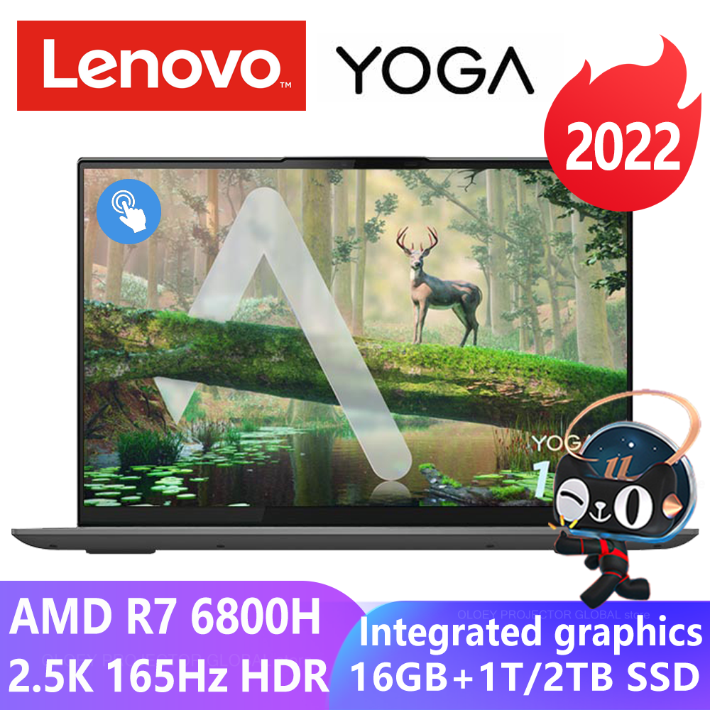 Lenovo Laptop YOGA 16s 2022 Ryzen R7 6800H AMD Radeon 680M 16G RAM 512GB/1TB/2TB SSD 16Inch 2.5K 165Hz Touch Screen Notebook PC