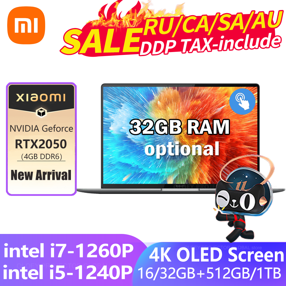 Xiaomi Book Pro 16 2022 Laptop Intel i7-1260P/i5-1240P RTX 2050 16GB RAM 512G/1TB SSD 16Inch 4K OLED Touch Screen Mi Notebook PC