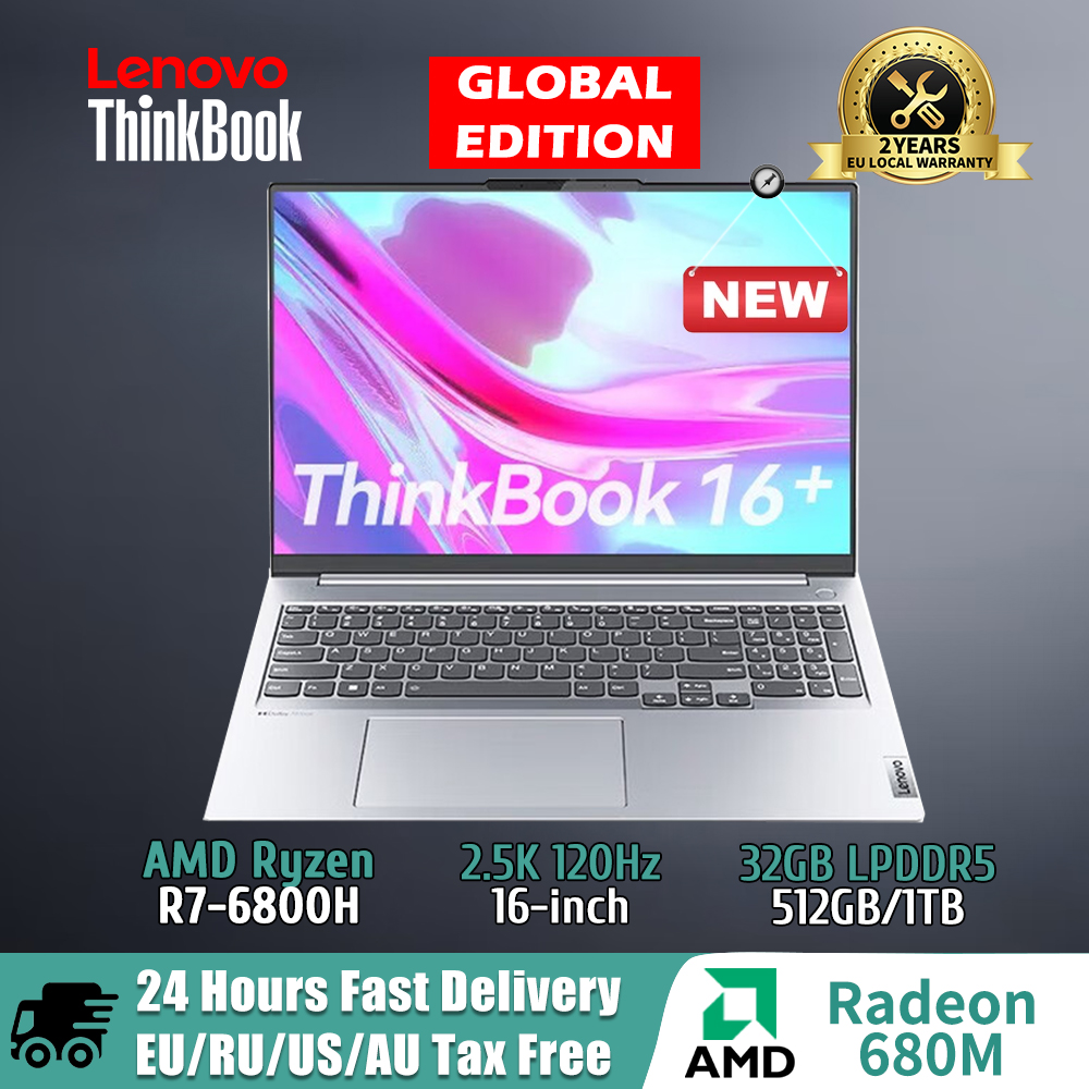 Lenovo ThinkBook 16+ Laptop AMD R7 6800H RTX2050 16GB 512G 16-Inch 2.5K 120Hz IPS Screen Ultraslim Windows 11 Notebook Pc