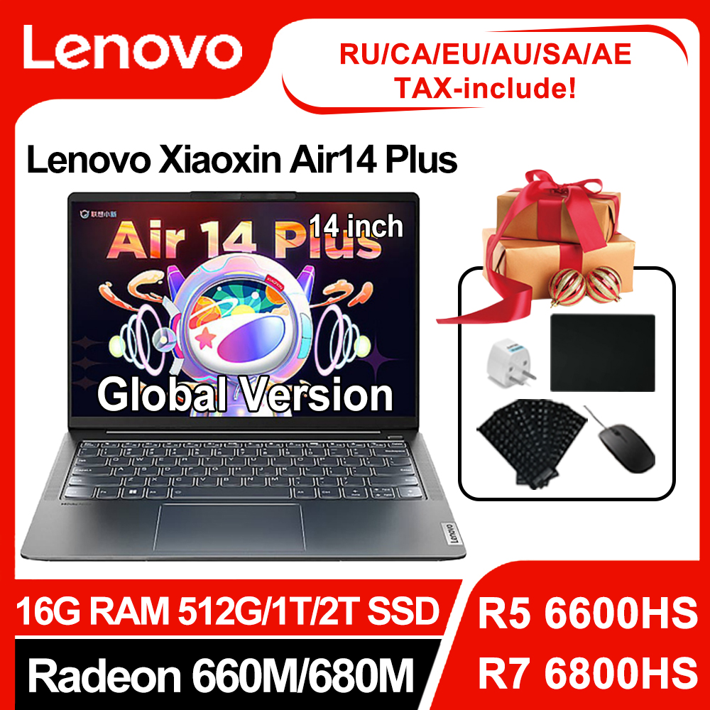 New Lenovo Xiaoxin Air14 Plus Laptop Ryzen AMD R7 6800HS/R5 6600HS Radeon 660M/Radeon 680M 16GB RAM 512G/1TB/2TB SSD Notebook PC