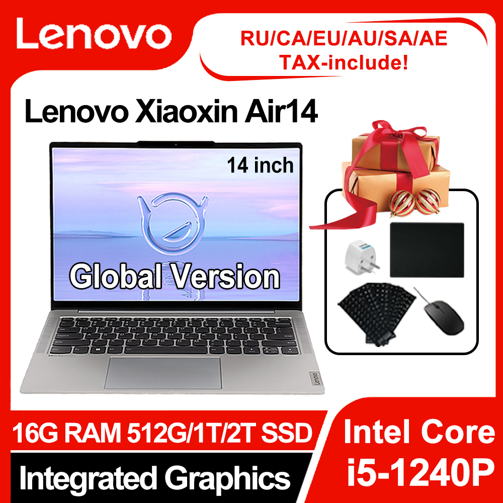 Lenovo Xiaoxin Air14 Laptop 2023 Intel Core i5-1240P CPU 16GB RAM 512G/1T/2T SSD 14-Inch 2.8K 120Hz Light-Thin Notebook Computer