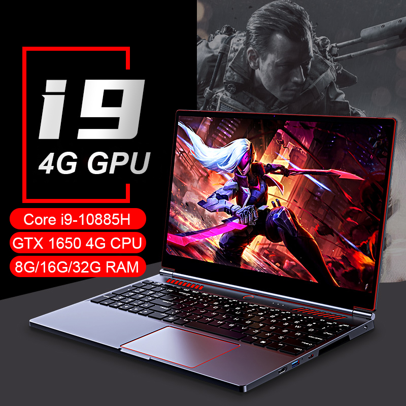 Core i9 10th Gen Gaming Laptop i9-10885H Geforce GTX 1650 4G Video Card PC Gamer 16G/32G RAM Design Notebook Computer Ultrabook