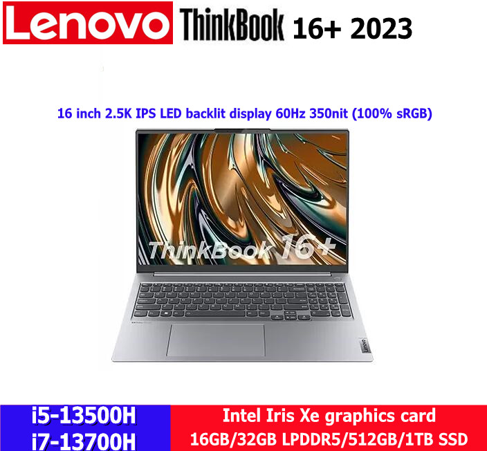 Lenovo ThinkBook 16+ Laptop 2023 i7-13700H/i5-13500H Intel Iris Xe 16G/32GB 512G/1T/2TB SSD 16" 2.5K IPS Screen Computer Notbook