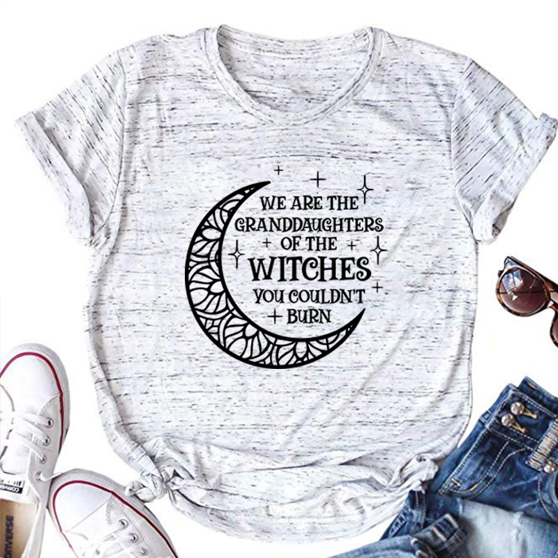 We Are The Granddaughters of The Witches You Could Not Burn Shirt Witch Tshirt Women Mystic Kawaii Clothes Halloween Shirts M