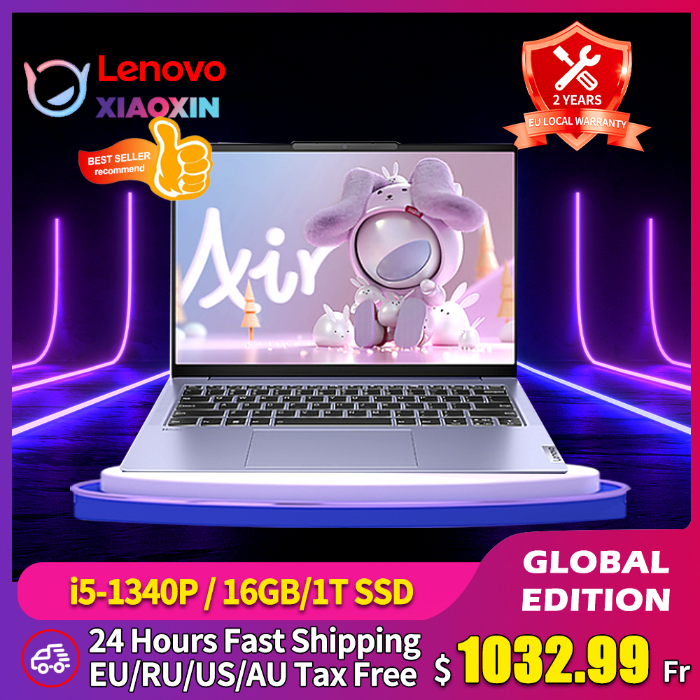 New Lenovo Laptop Xiaoxin Air 14 2023 13th Intel I5-1340P 16GB RAM 1TB/2TB SSD 14Inch 100%sRGB 120Hz IPS 400Nits Screen Notebook