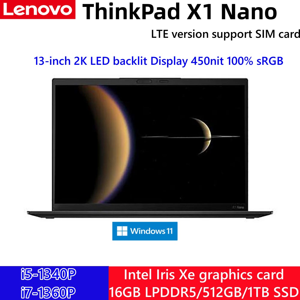 Lenovo ThinkPad X1Nano 2023 Intel Evo Certification i5-1340p/i7-1360p 16G 512GB SSD 13-inch 2K LED Backlit keyboard LTE version