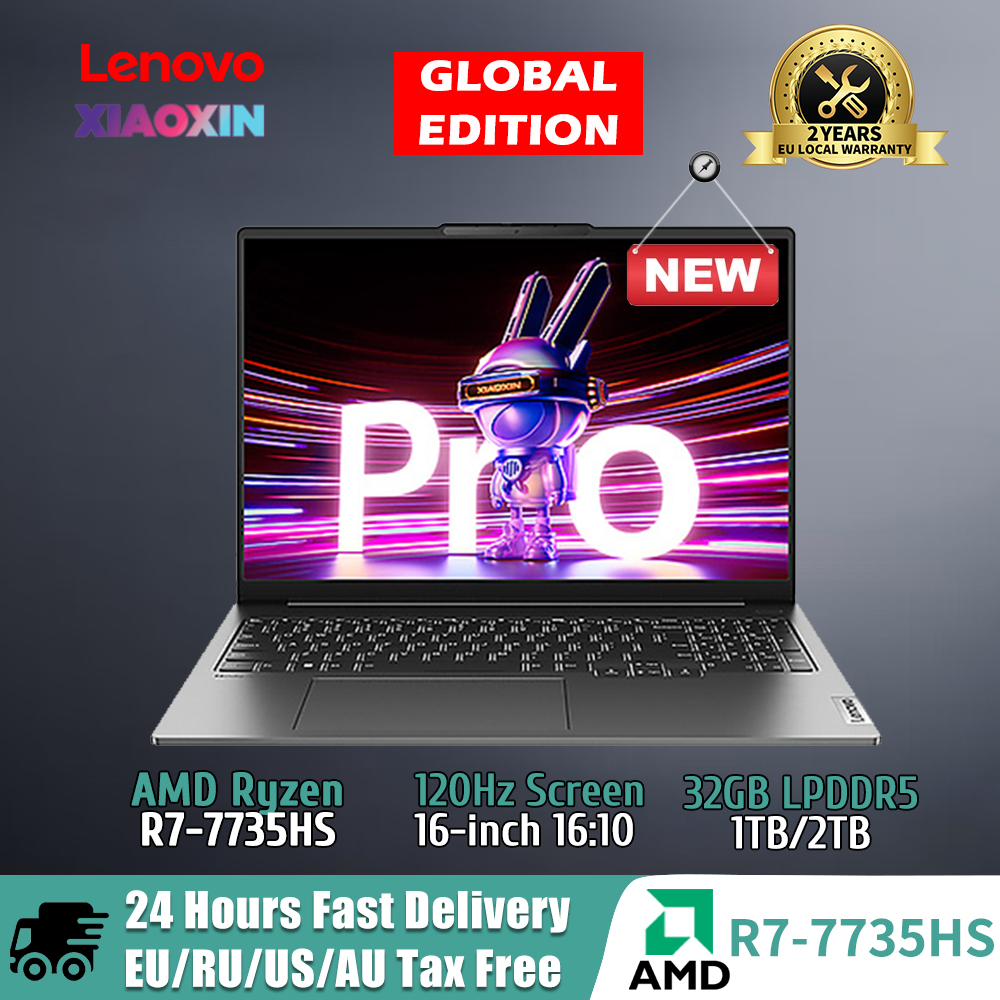 2023 Lenovo Xiaoxin Pro 16 Laptop AMD R7 7735HS Ryzen 16G/32G RAM 1T/2T SSD 16-inch 2.5K 120Hz Backlit Keyboard  Notebook New