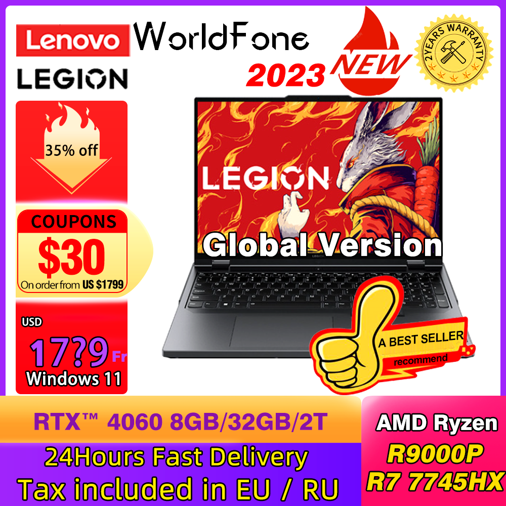 2023 Lenovo Legion R9000P 16inch Esports Gaming Laptop R7 7745HX 32GB 2T Notebook GeForce RTX 4060 TrueStrike Keyboard Computer