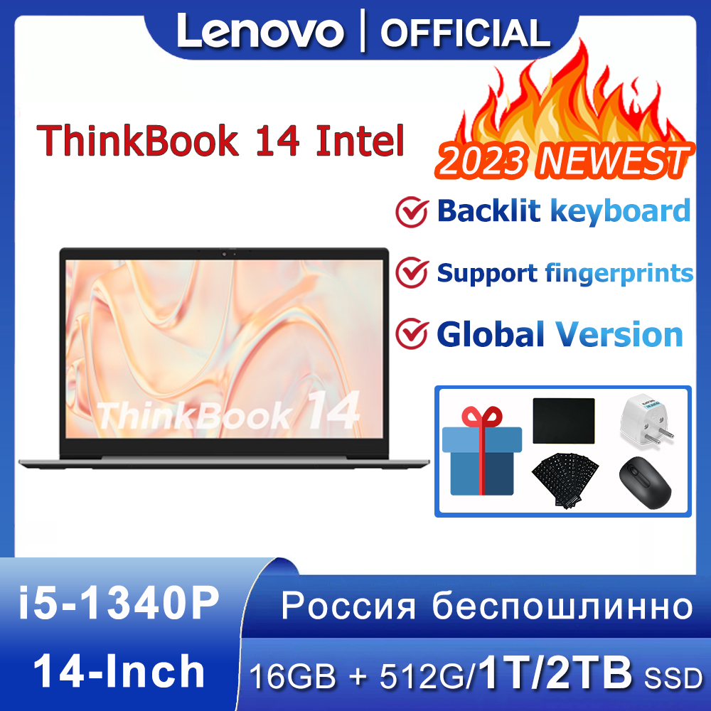 Lenovo ThinkBook 14 2023 Laptop 13th Gen Core i5-1340P Intel Iris Xe 16GB RAM 512G/1T/2TB SSD 14-Inch FHD IPS Screen Notebook PC