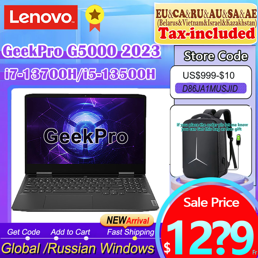 Lenovo GeekPro G5000 15.6inch E-sports Gaming Laptop 13th Intel i7-13700H/i5-13500H RTX4050 6G/4060 8GB 2.5k 165Hz Game Notebook