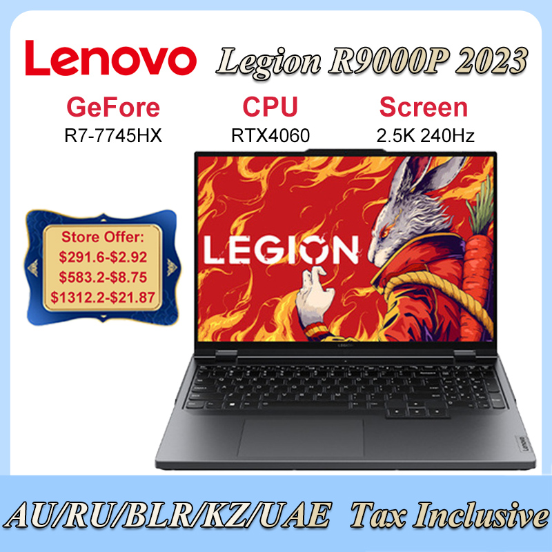 New Lenovo Legion R9000P 2023 Gaming Laptop UltraBook RTX4060 AMD Ryzen7-7745HX 16G/32G RAM 1T/2T 16 inch 2.5K 240Hz PC Notebook
