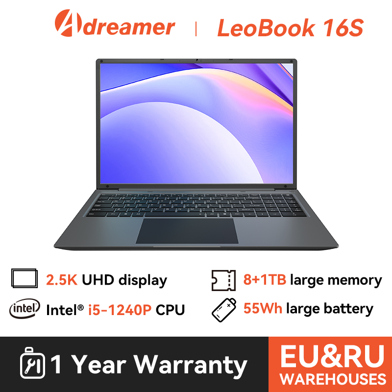 Adreamer LeoBook 16S Laptop 16 Inch Intel Core i5-1240P 12 Cores 16 Threads DDR4 16G RAM 512GB SSD Notebook Windows 11 Computer