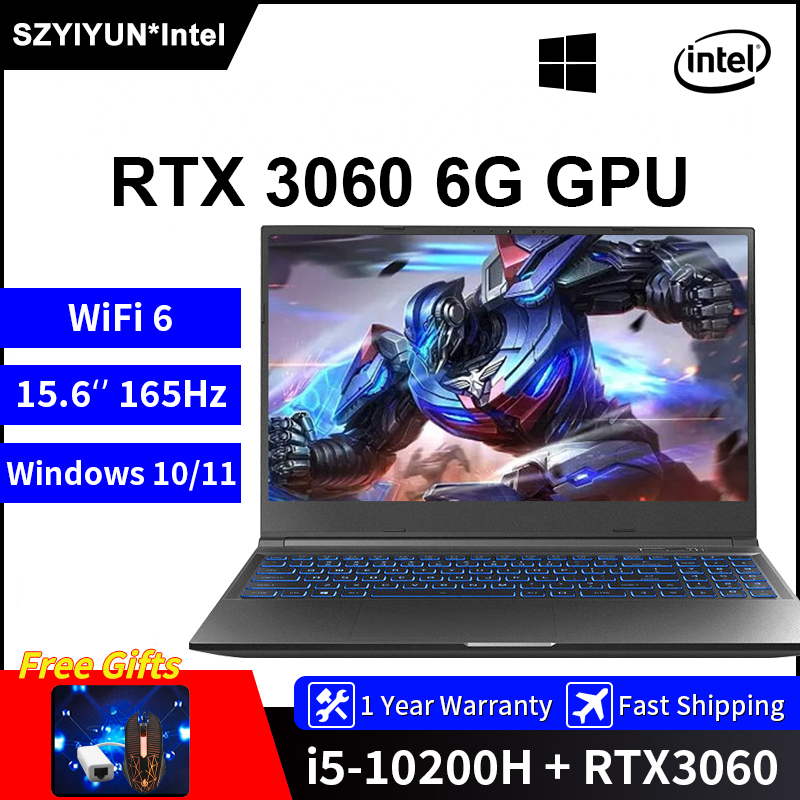 RTX 3060 15.6'' Gaming Laptop 10th Generation intel Core i5-10200H 165Hz Notebook Computer 2.5K Gamer Laptop WiFi 6 Ultrabook