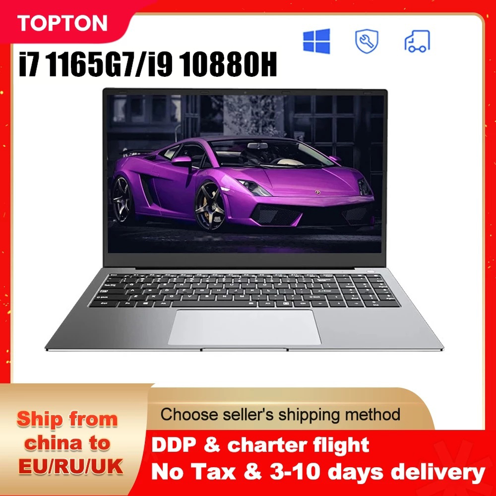 Topton 15.6 Inch Gaming Laptop Intel Core i9 10880H i7 1165G7 NVIDIA MX450 Fingerprint Ultrabook Notebook Windows 11 10 WiFi BT