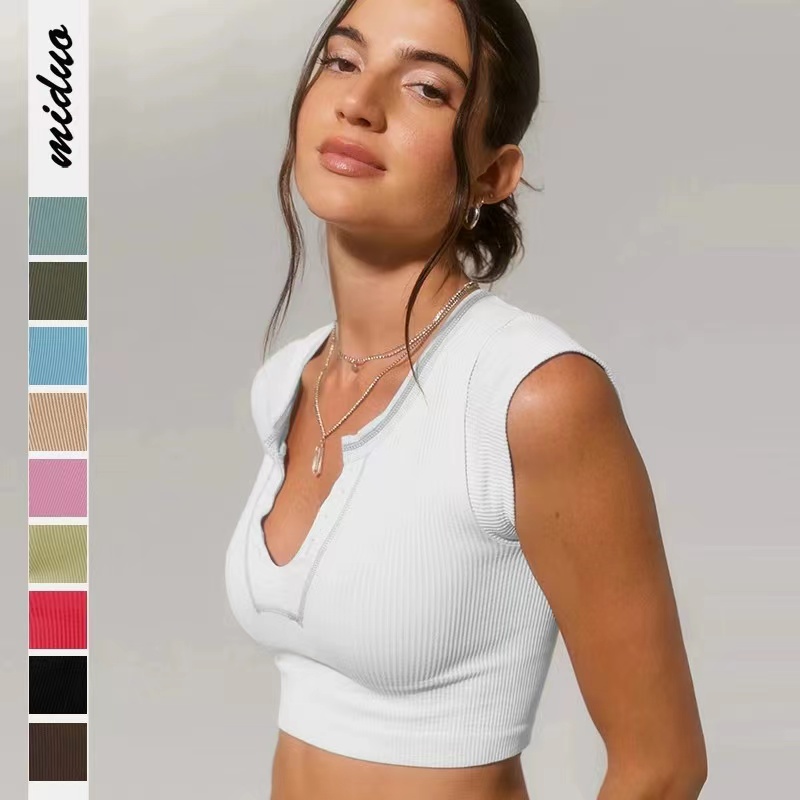 Summer Slim Fit Ultra Short Sexy Top Knitted Thread Underlay T Shirt