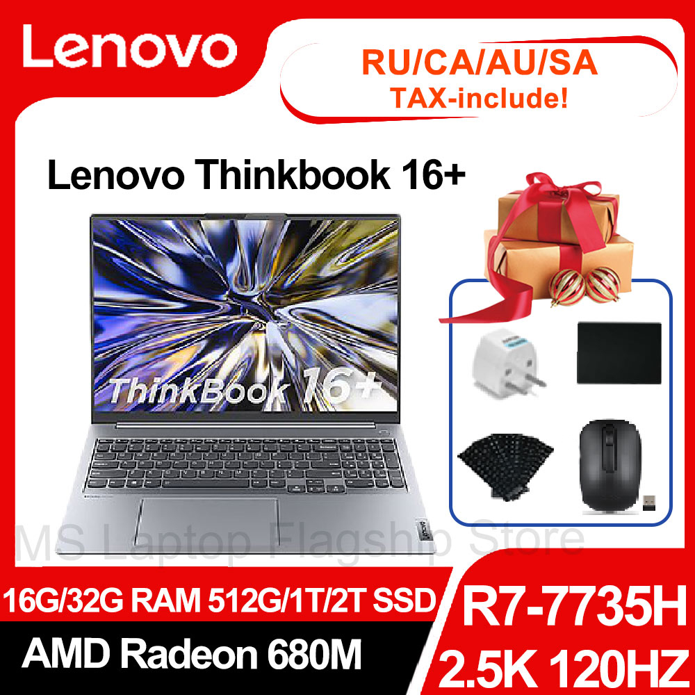 Lenovo Thinkbook 16+ 2023 Laptop AMD Radeon 680M R7-7735H 16G/32G RAM 512G/1T/2T SSD 16 Inch 2.5K 120HZ IPS Screen Notebook