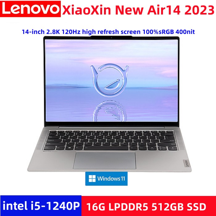 Lenovo xiaoxin New Air14 2023 i5-1240P iRIS Xe Graphics 16GB 512GB SSD 14 inch 2.8K 120Hz Screen 100%sRGB 400nit WiFi6E Notebook