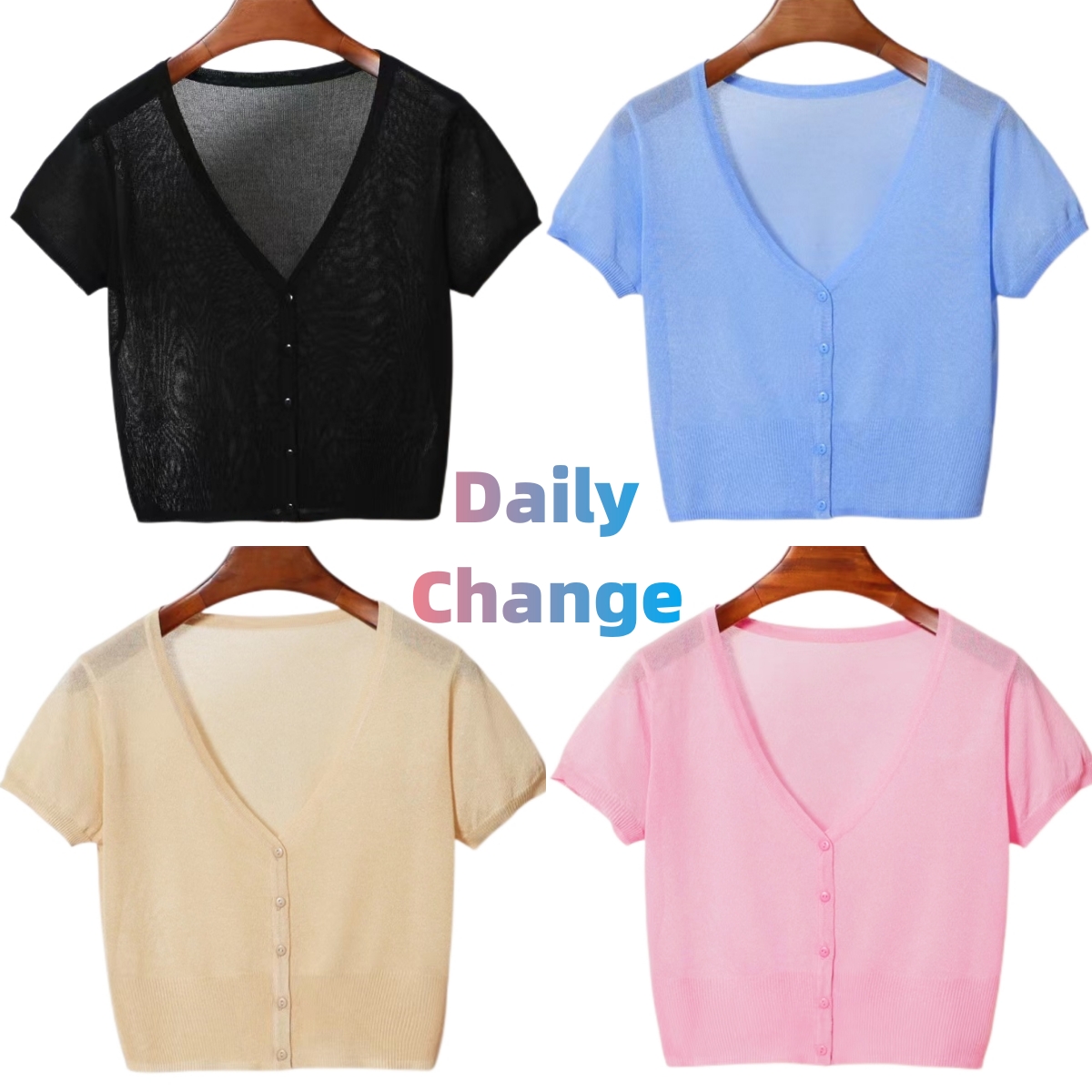 Summer Cardigan For Women Short Sleeves Thin knitwears Tops Women's Sweater jacket Ice Silk Korean Fashion blouse over fit