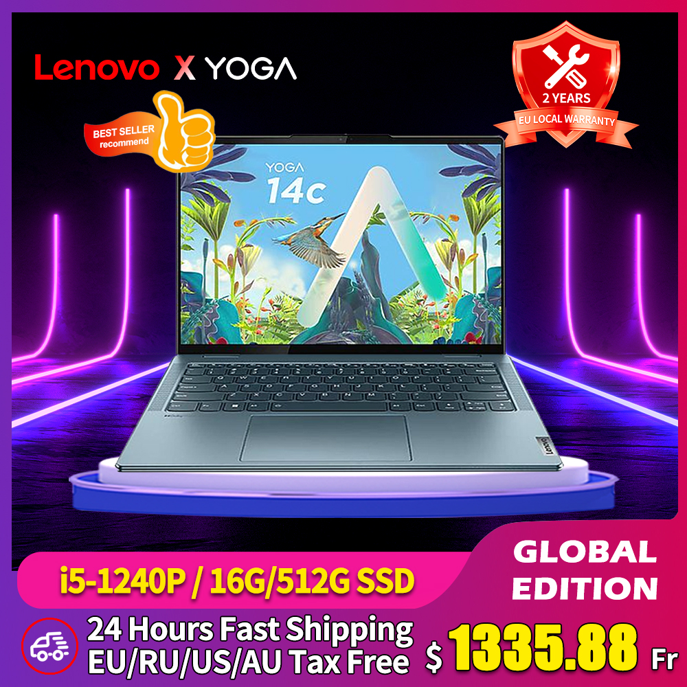 Lenovo Yoga 14c Laptop 2022 Intel Core i5-1240P 16GB RAM 512GB Integrated Graphics 14 Inch Touch Screen Thin Light Notebook