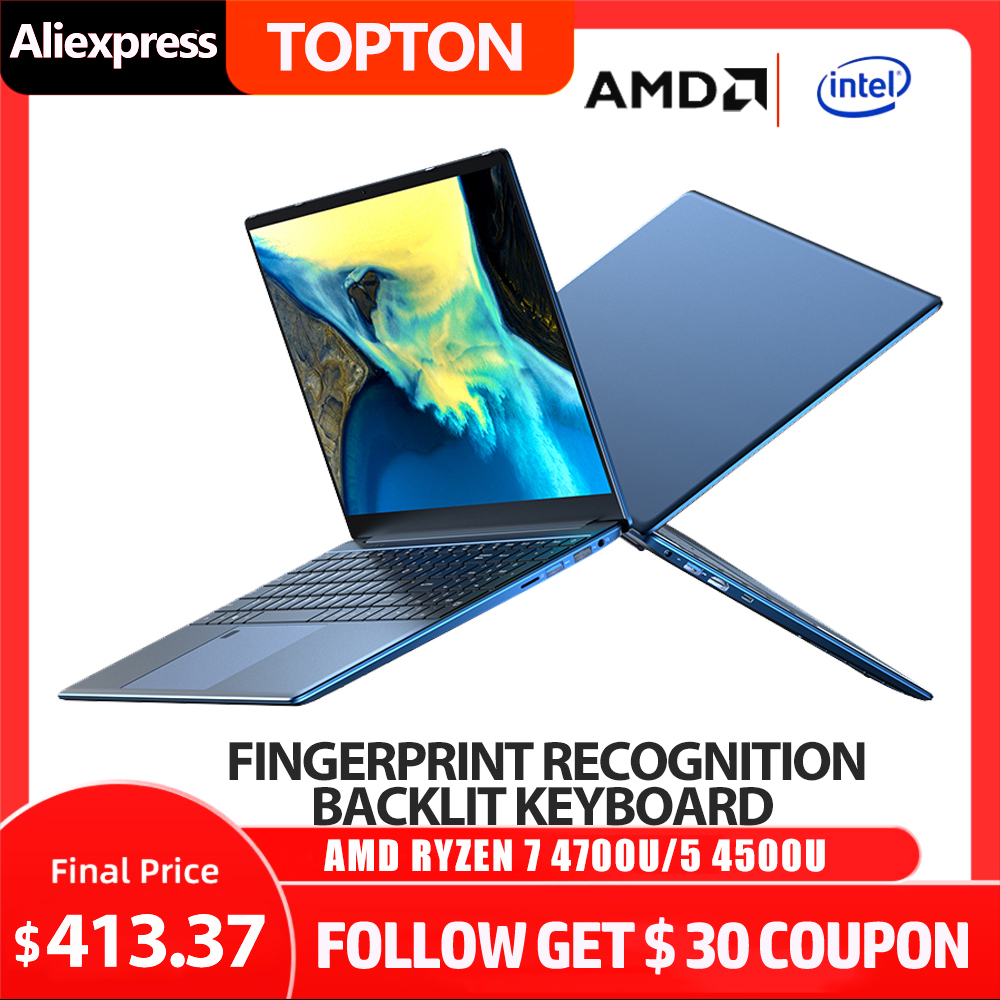 High Performance 15.6" Laptop With Windows 10 (Upgradable to Win11) Full HD IPS Notebook Amd R7 4700U 5 4500U Quiet Slim Netbook