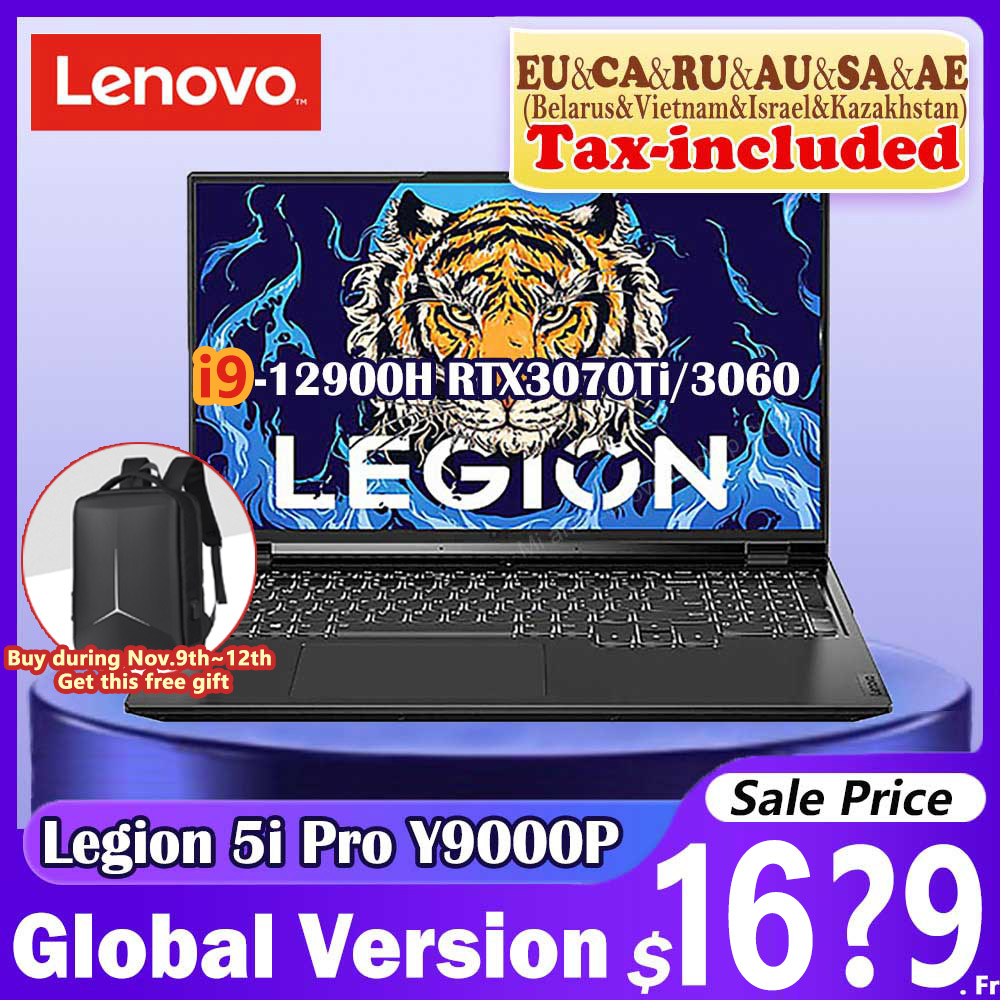 Lenovo Y9000P 2022 Legion 5i Pro E-Sports Gaming Laptop i9-12900H GeForce RTX3060 6G/3070 Ti 8G 16inch 165Hz Game Notebook PC
