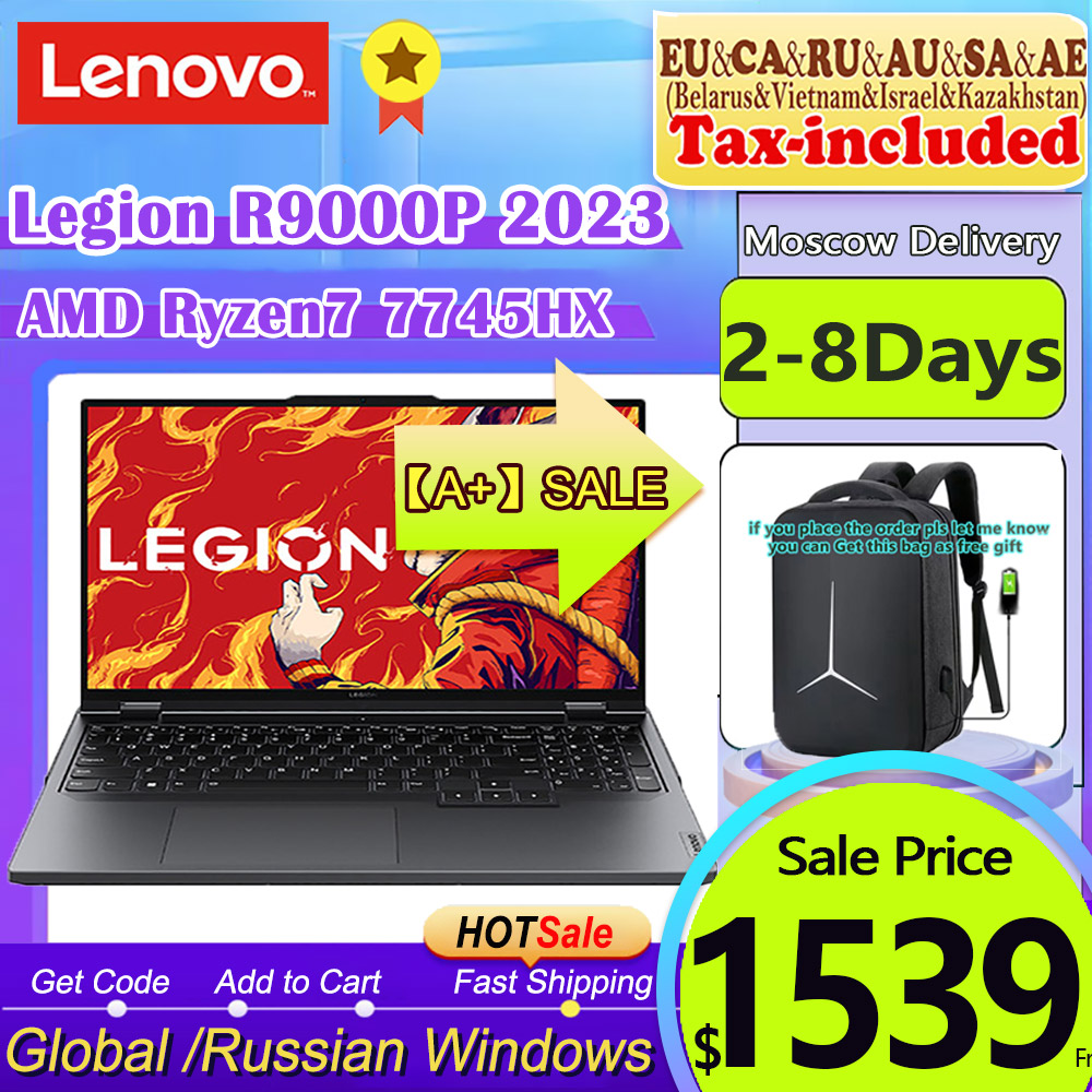 Lenovo Legion R9000P 2023 16inch Esports Gaming Laptop AMD Ryzen7 7745HX 16G/32G RAM 1T/2T SSD RTX4060 2.5K 240Hz Game Notebook
