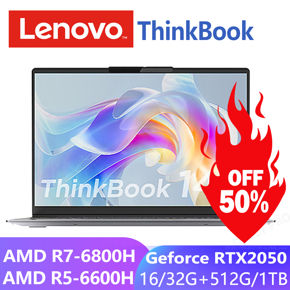 Original Lenovo ThinkBook 14+ Laptop Ryzen 7 6800H Notebook 16/32G LPDDR5 512G/1T SSD GeForce RTX2050 14-inch 2.8K 90Hz Screen