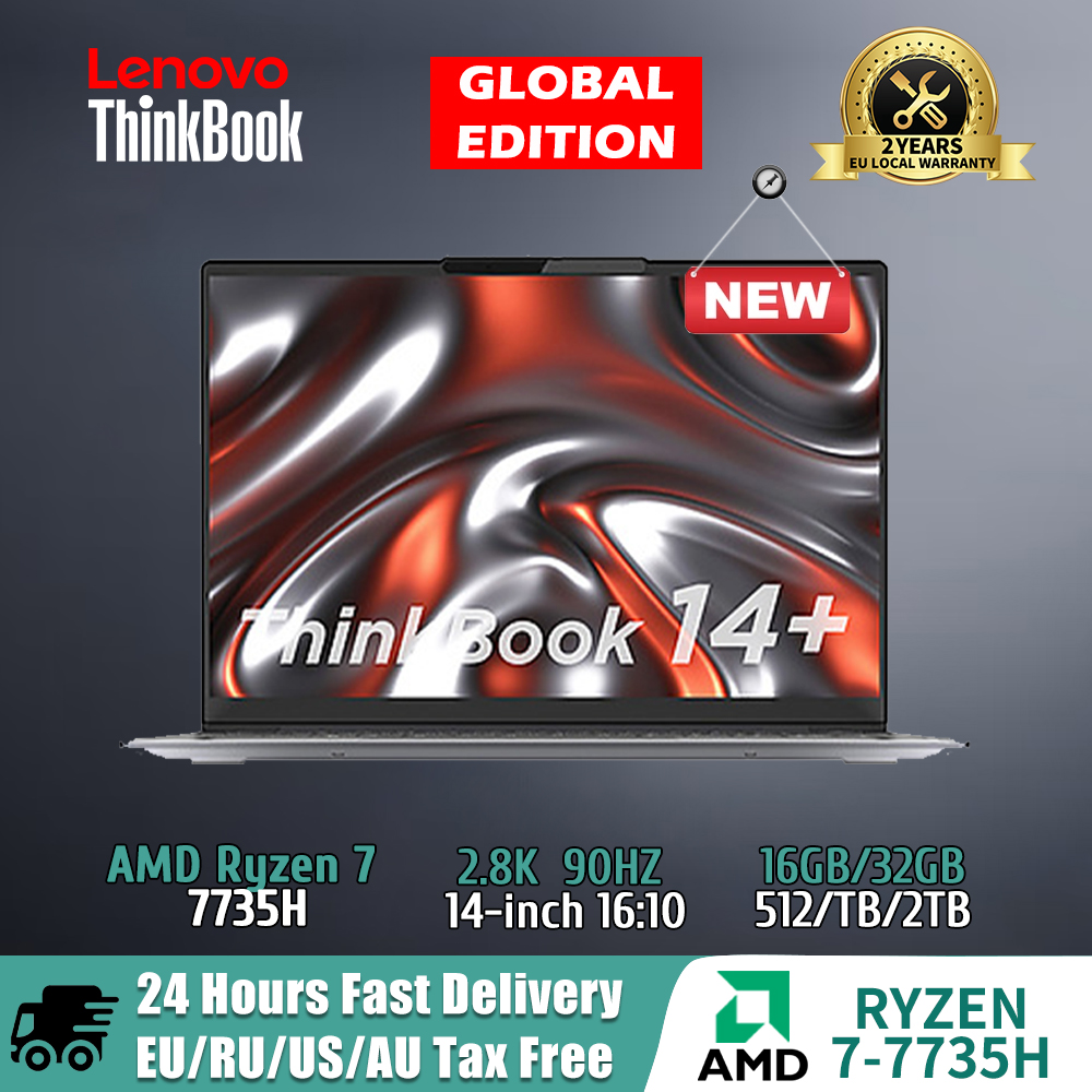 2023 Lenovo Laptop ThinkBook 14+ AMD Ryzen R7 7735H 16GB/32GB RAM 512GB SSD 14-Inch 2.8K 90Hz IPS Screen Notebook Computer PC